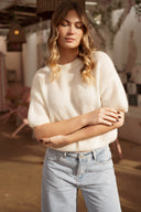 Pull manches courtes oversize blanc Alban