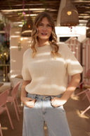 Pull manches courtes oversize blanc Alban