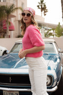 Pull manches courtes femme oversize rose Alban