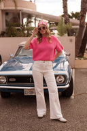 Pull manches courtes femme oversize rose Alban