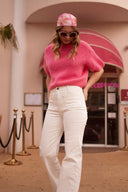 Pull manches courtes femme oversize rose Alban