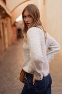 Pull gris manches Bishop femme hiver doux chaud Charles