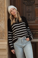 Pull marinière femme dos nu noeud doux et chaud Marin