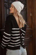 Pull marinière femme dos nu noeud doux et chaud Marin