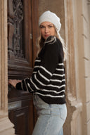 Pull marinière femme dos nu noeud doux et chaud Marin