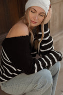 Pull marinière femme dos nu noeud doux et chaud Marin