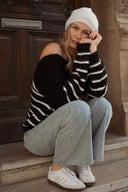 Pull marinière femme dos nu noeud doux et chaud Marin