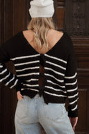Pull marinière femme dos nu noeud doux et chaud Marin
