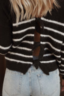 Pull marinière femme dos nu noeud doux et chaud Marin