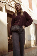 Pull oversize femme hiver bordeaux Rodolphe