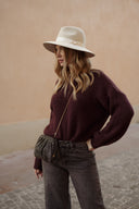 Pull oversize femme hiver bordeaux Rodolphe