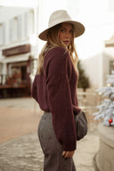 Pull oversize femme hiver bordeaux Rodolphe