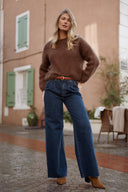 Pull mohair femme hiver marron tendance chaud Sean