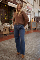 Pull mohair femme hiver marron tendance chaud Sean