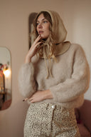 Pull mohair femme hiver taupe chaud Sean