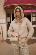 Pull mohair femme hiver taupe chaud Sean
