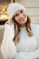 Pull blanc cassé doux femme chaud ample Vadim