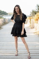 Robe courte noir évasée femme été cérémonie Bella