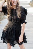 Robe courte noir évasée femme été cérémonie Bella