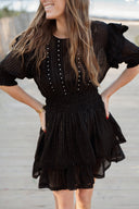 Robe courte noir évasée femme été cérémonie Bella