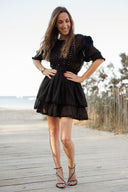 Robe courte noir évasée femme été cérémonie Bella