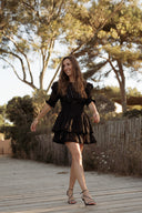 Robe courte noir évasée femme été cérémonie Bella