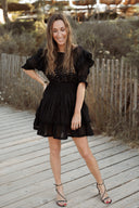 Robe courte noir évasée femme été cérémonie Bella