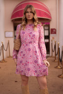 Robe courte printemps été femme à fleurs rose violet Ciara