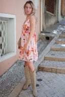 Robe courte fleurs femme été cérémonie dos nu Hana