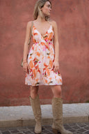 Robe courte fleurs femme été cérémonie dos nu Hana