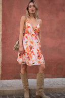 Robe courte fleurs femme été cérémonie dos nu Hana