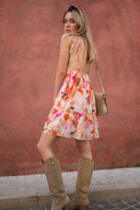 Robe courte fleurs femme été cérémonie dos nu Hana