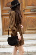 Robe courte femme hiver fluide marron Jude