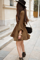 Robe courte femme hiver fluide marron Jude