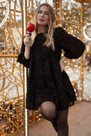 Robe noir femme hiver courte paillettes fêtes d Anoel soirée Lisie