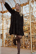 Robe noir femme hiver courte paillettes fêtes d Anoel soirée Lisie