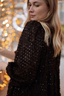 Robe noir femme hiver courte paillettes fêtes d Anoel soirée Lisie