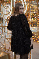 Robe noir femme hiver courte paillettes fêtes d Anoel soirée Lisie