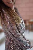 Robe courte femme sequins paillettes Noel cache coeur Louison