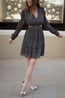 Robe courte découpée noir et argent femme Louisy