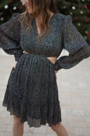 Robe courte découpée noir et argent femme Louisy