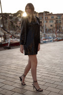 Robe courte noire fêtes paillettes made in France collab Lucie Bernardoni star Academy