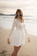 Robe de mariée dentelle courte civil tendance rétro bohème Maxine