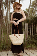 Robe longue en lin femme noire découpée été cérémonie Ninon