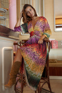 Robe longue femme décolleté V automne tendance ethnique Tilbane