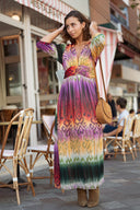 Robe longue femme décolleté V automne tendance ethnique Tilbane