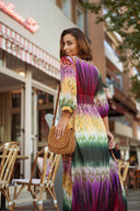 Robe longue femme décolleté V automne tendance ethnique Tilbane