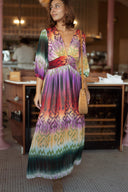 Robe longue femme décolleté V automne tendance ethnique Tilbane