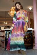 Robe longue femme décolleté V automne tendance ethnique Tilbane