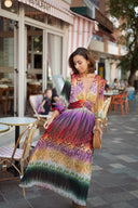 Robe longue femme décolleté V automne tendance ethnique Tilbane